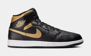 Air Jordan 1 Retro Mid Mens Basketball Shoes (Black/Gold)