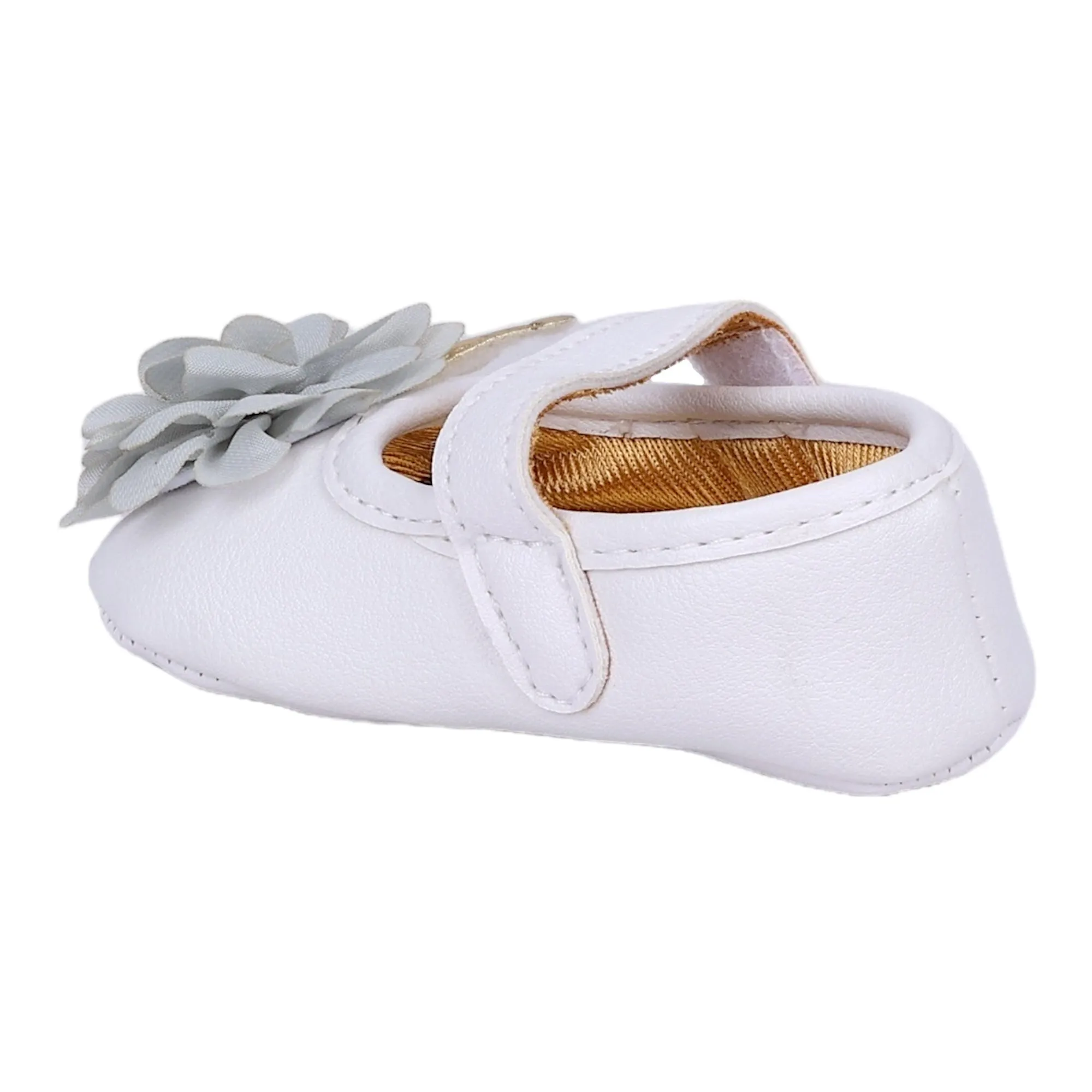 Baby Moo Garden Princess Velcro Strap Anti-Skid Ballerina Booties - White