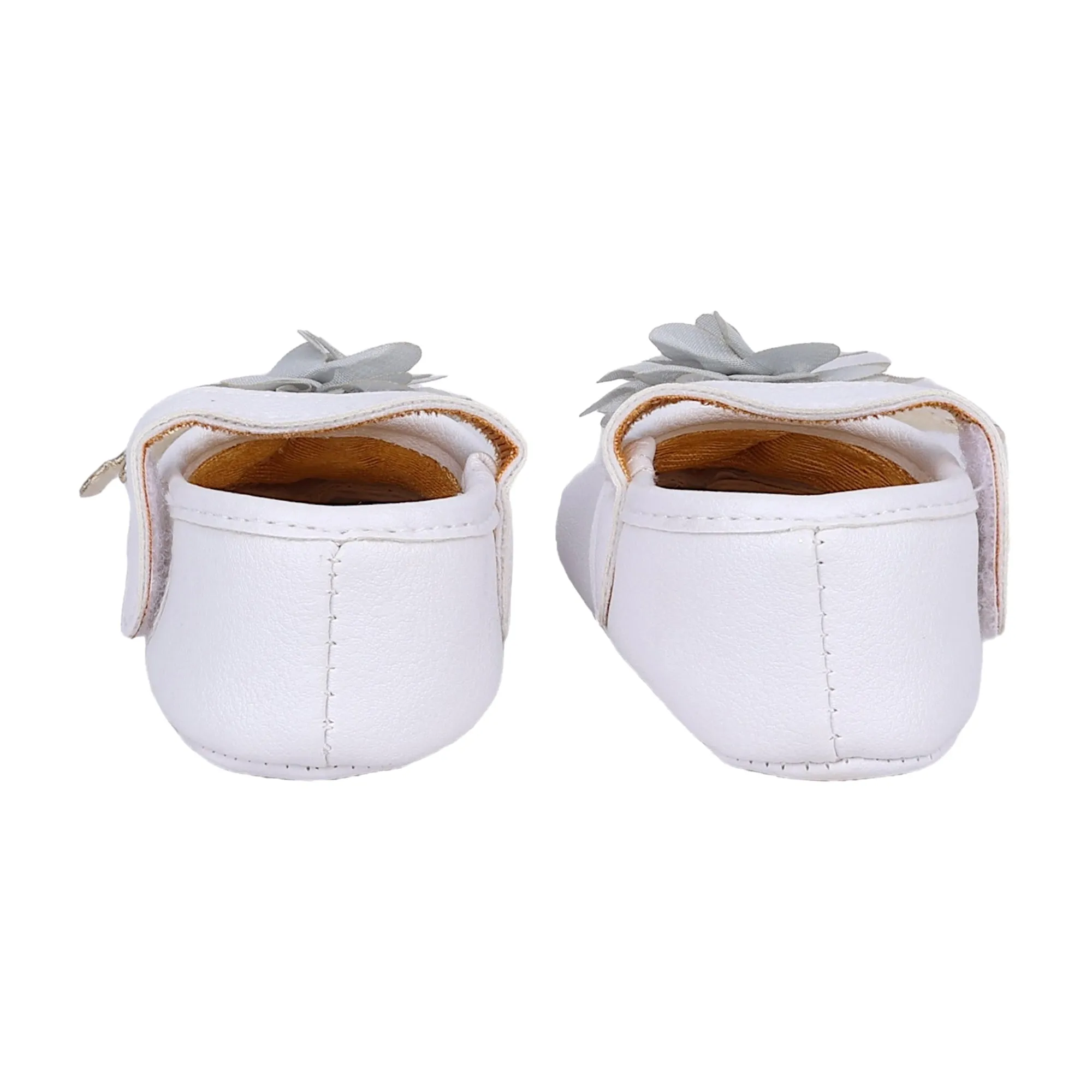 Baby Moo Garden Princess Velcro Strap Anti-Skid Ballerina Booties - White