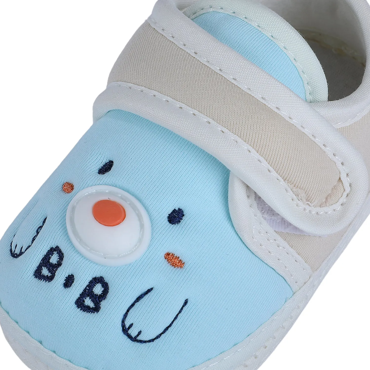 Baby Moo Smiling Bear Soft Sole Anti-Slip Booties - Blue