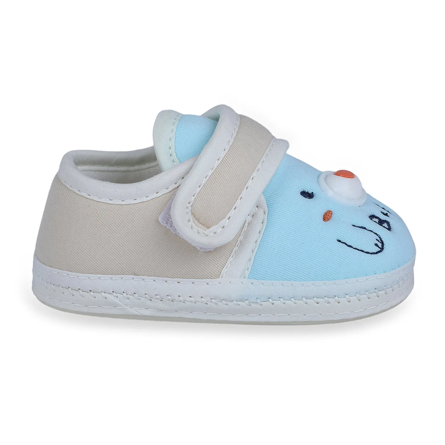 Baby Moo Smiling Bear Soft Sole Anti-Slip Booties - Blue