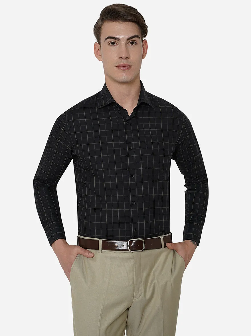 Black Checked Slim Fit Formal Shirt | Metal