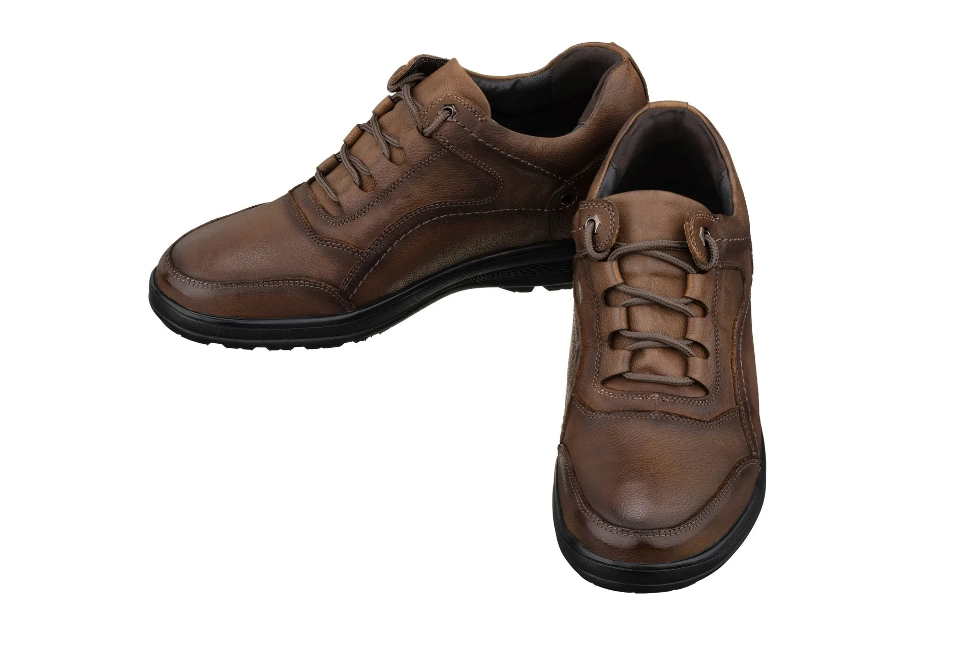 CALTO - K3044 - 2.8 Inches Taller (Brown) - Lace Up Casual Walker - Lightweight