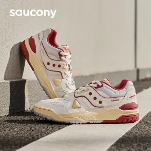 Unisex Stylish Saucony Cross 90 PRM Sneakers for Sports & Leisure - Beige/Red