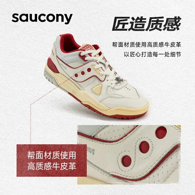 Unisex Stylish Saucony Cross 90 PRM Sneakers for Sports & Leisure - Beige/Red