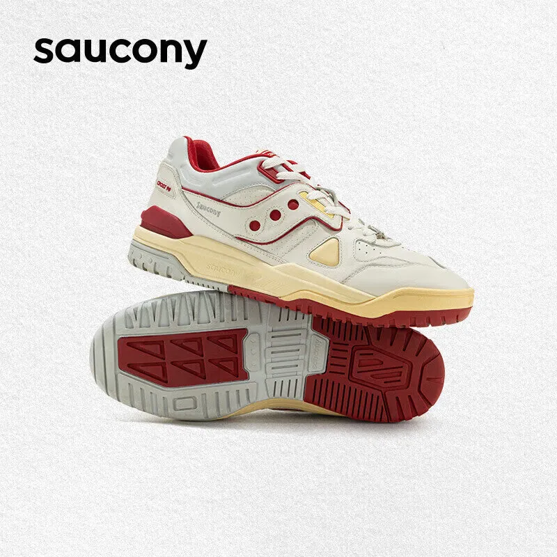 Unisex Stylish Saucony Cross 90 PRM Sneakers for Sports & Leisure - Beige/Red