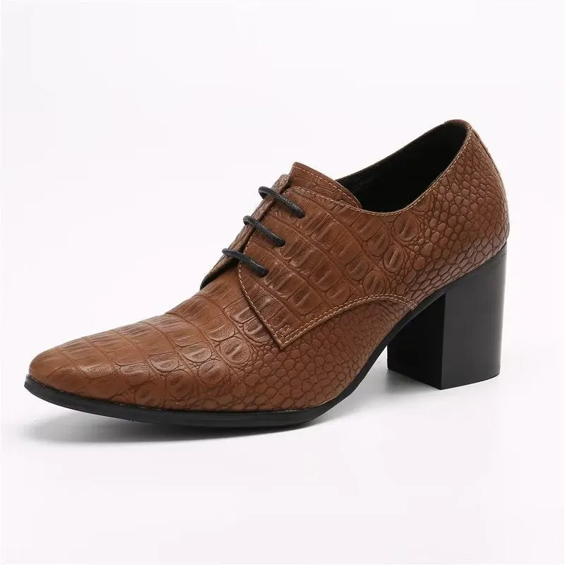 CrocLuxe Exquisite Croc-Embossed Leather Derby Dress Shoes