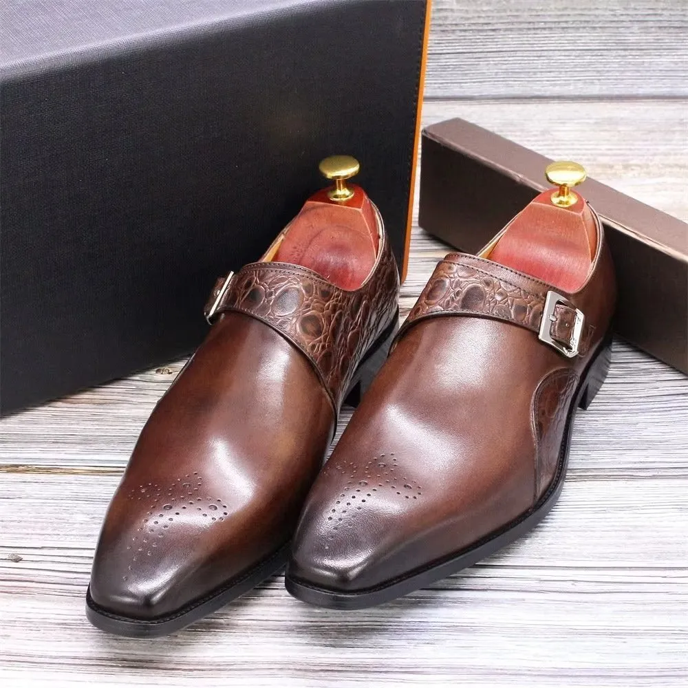 CrocLuxe Exquisite Croc-Embossed Monkstraps Dress Shoes