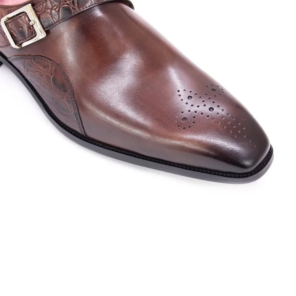 CrocLuxe Exquisite Croc-Embossed Monkstraps Dress Shoes