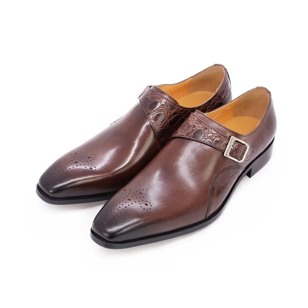 CrocLuxe Exquisite Croc-Embossed Monkstraps Dress Shoes