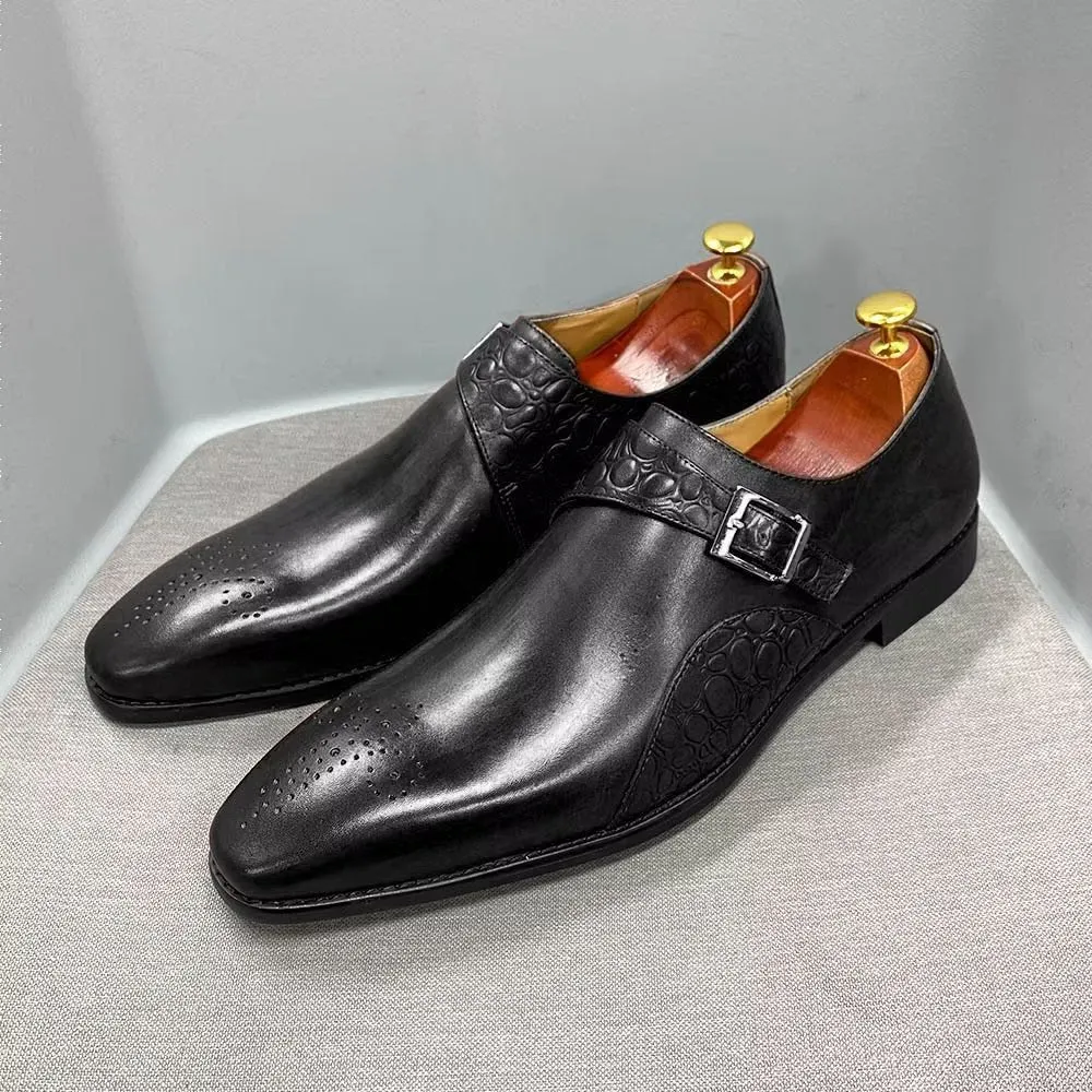 CrocLuxe Exquisite Croc-Embossed Monkstraps Dress Shoes