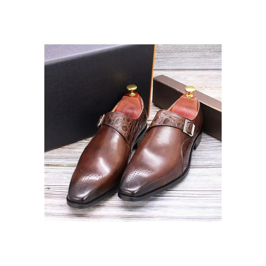 CrocLuxe Exquisite Croc-Embossed Monkstraps Dress Shoes