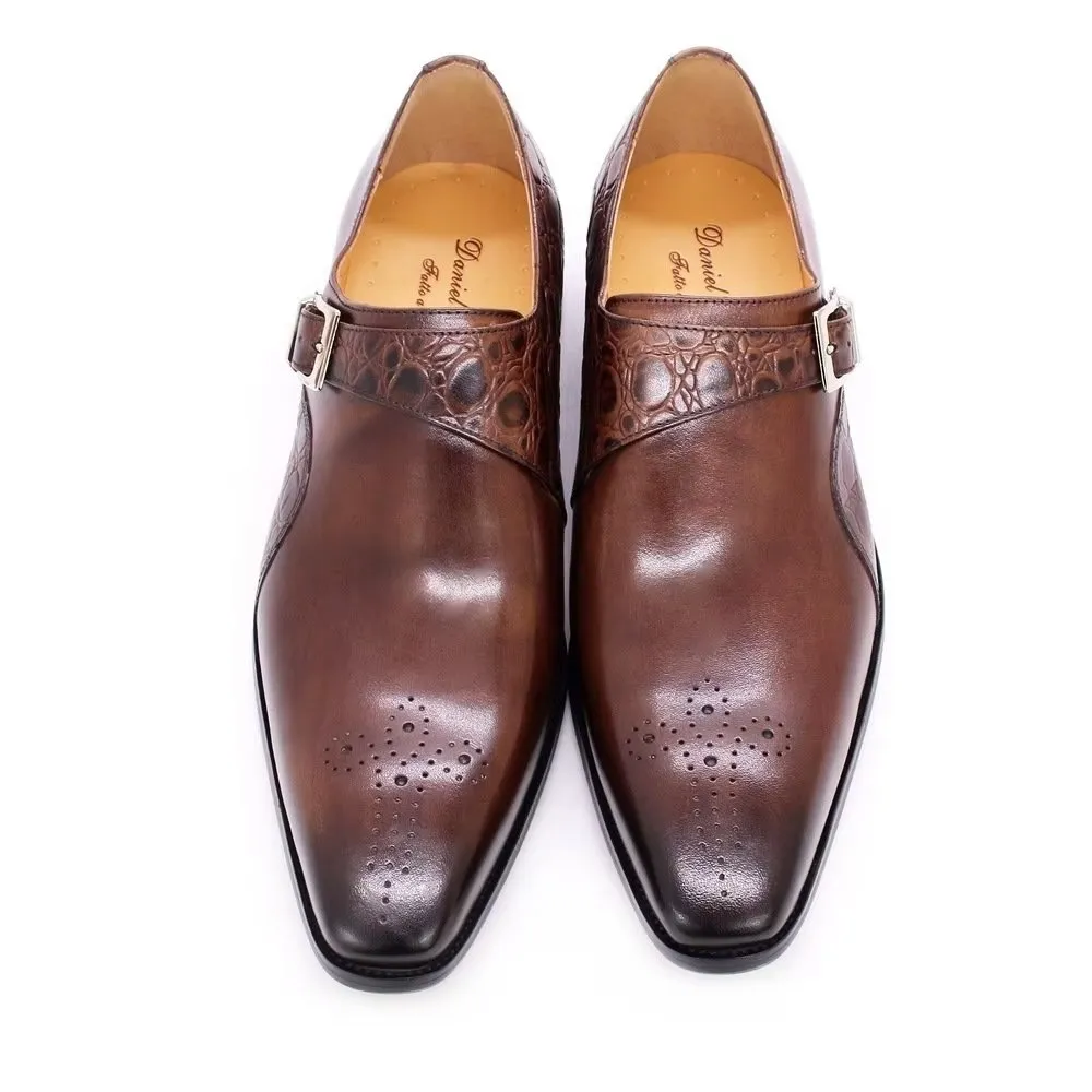 CrocLuxe Exquisite Croc-Embossed Monkstraps Dress Shoes