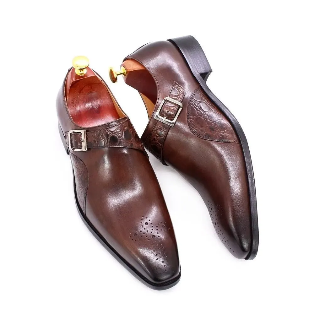 CrocLuxe Exquisite Croc-Embossed Monkstraps Dress Shoes