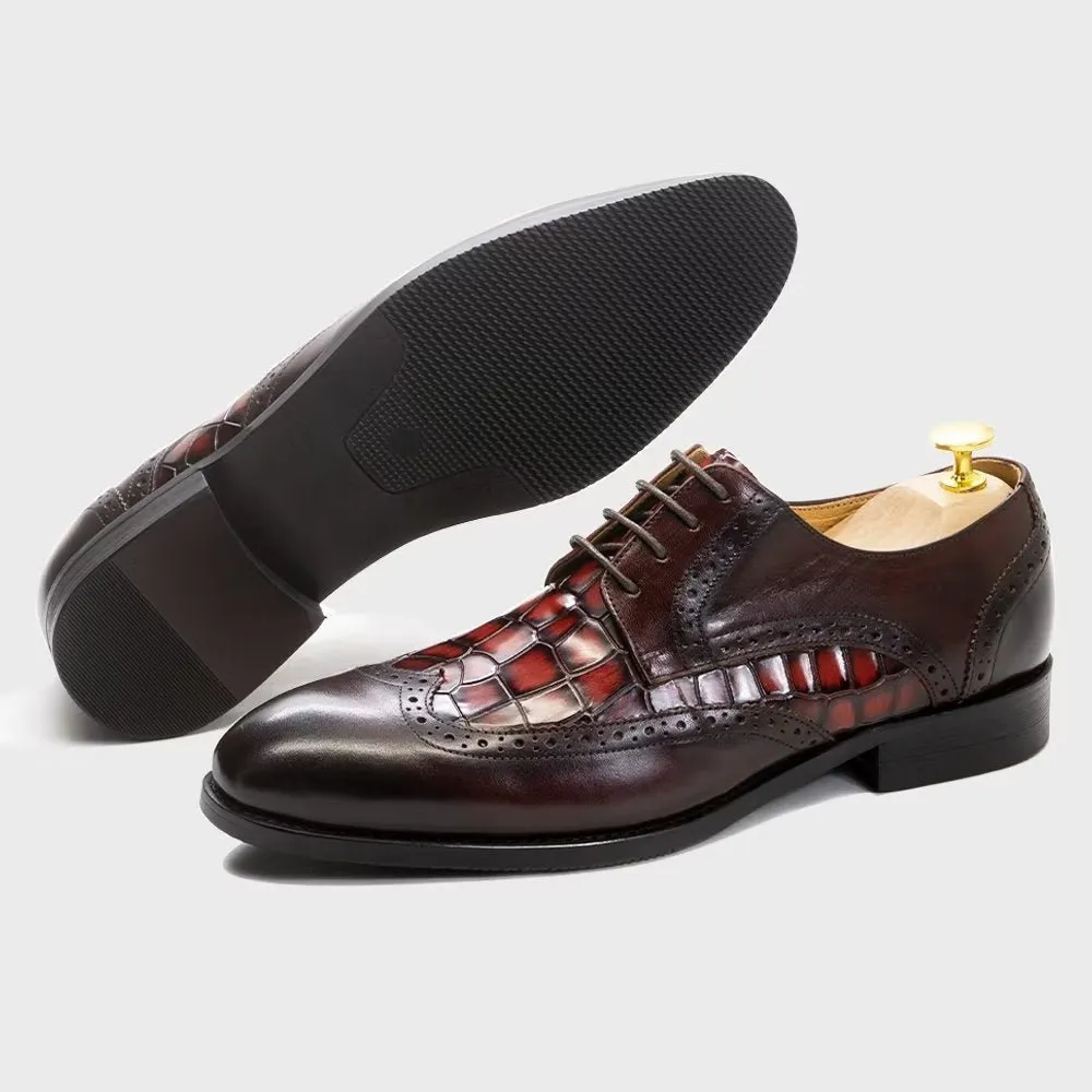 CrocLuxe Exquisite Croc-Textured Derby Dress Shoes