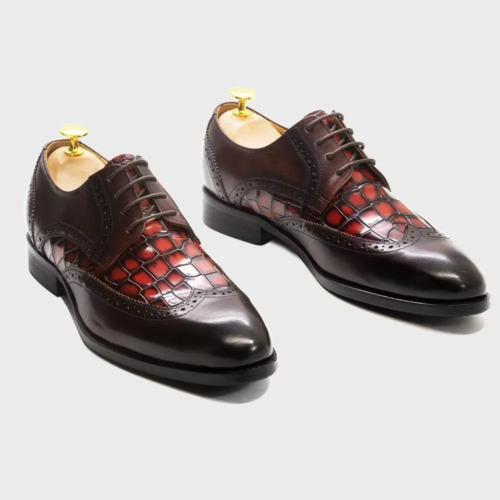 CrocLuxe Exquisite Croc-Textured Derby Dress Shoes