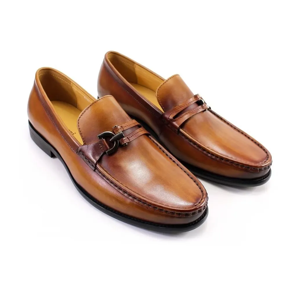 Elegant Leather Slip On Brogue Shoes