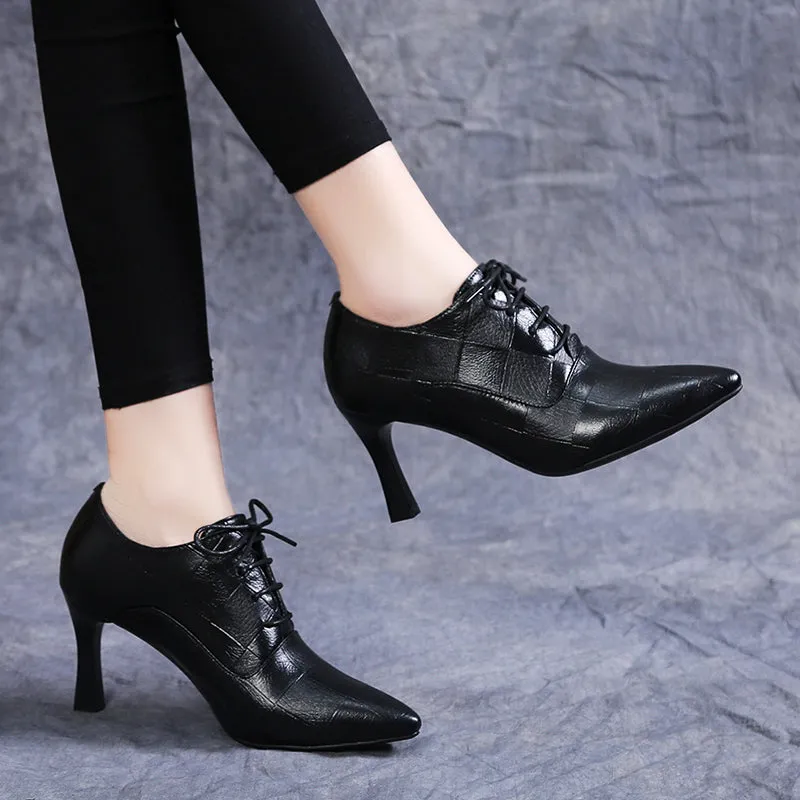 Elegant Pointy Toe Patent Leather Heel Shoes