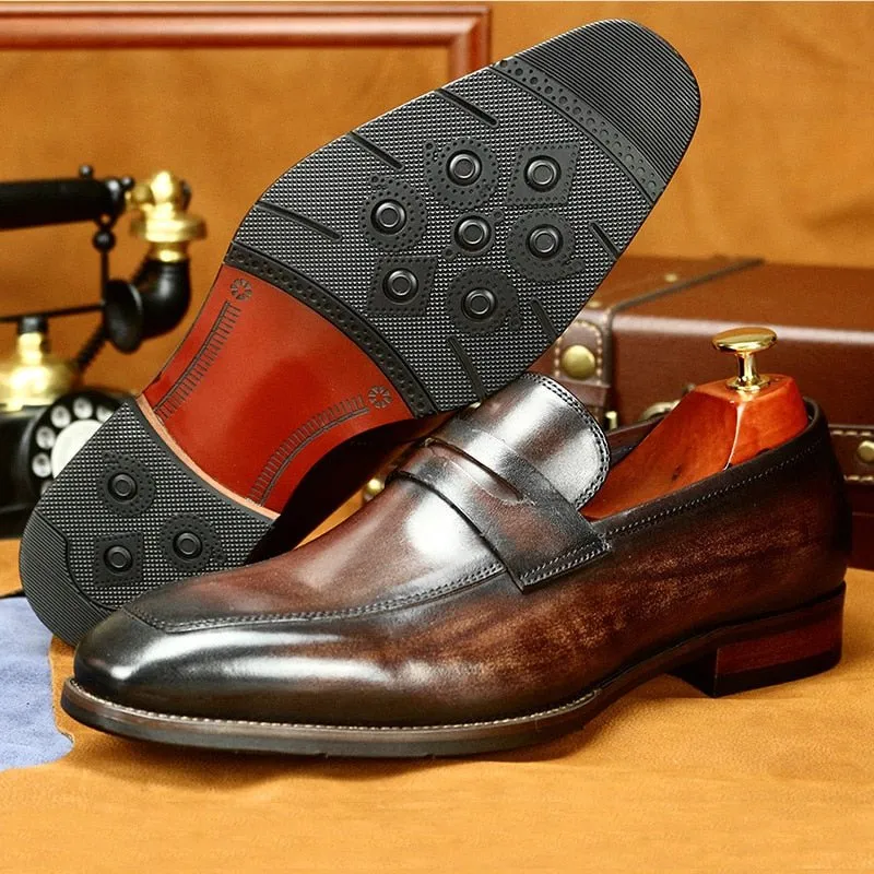 Exotic Leather Pointed Toe Business Brogue Shoes