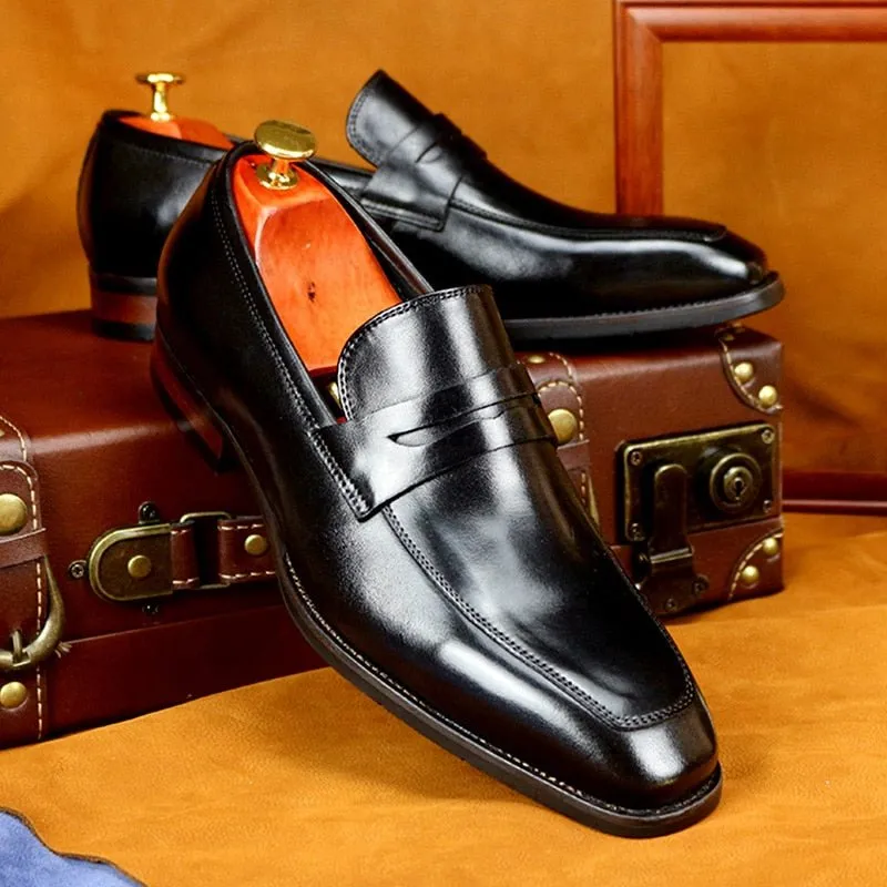 Exotic Leather Pointed Toe Business Brogue Shoes