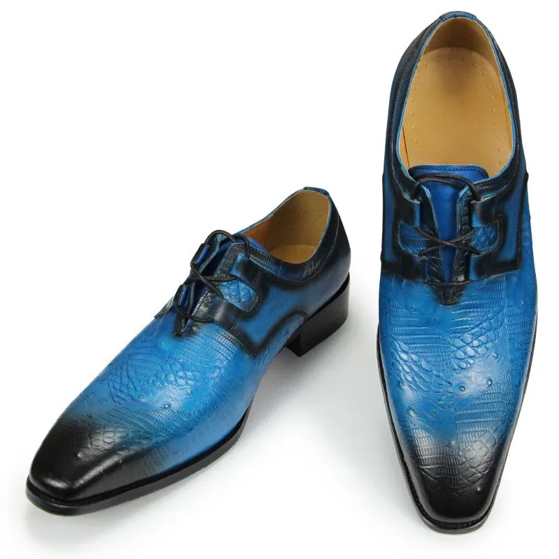 Exquisite CrocLuxe Exotic Print Derby Dress Shoes