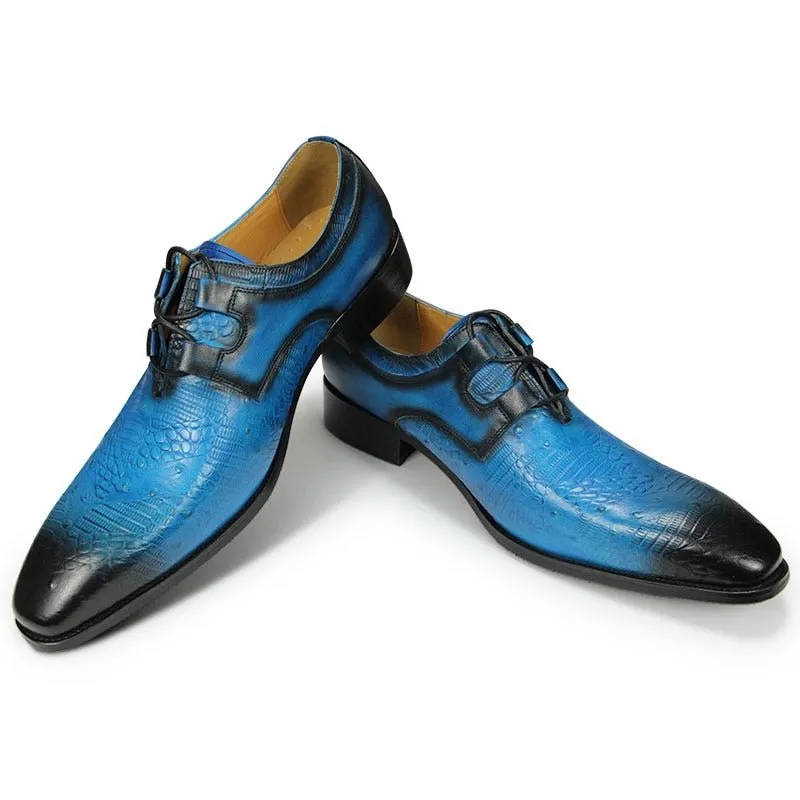 Exquisite CrocLuxe Exotic Print Derby Dress Shoes