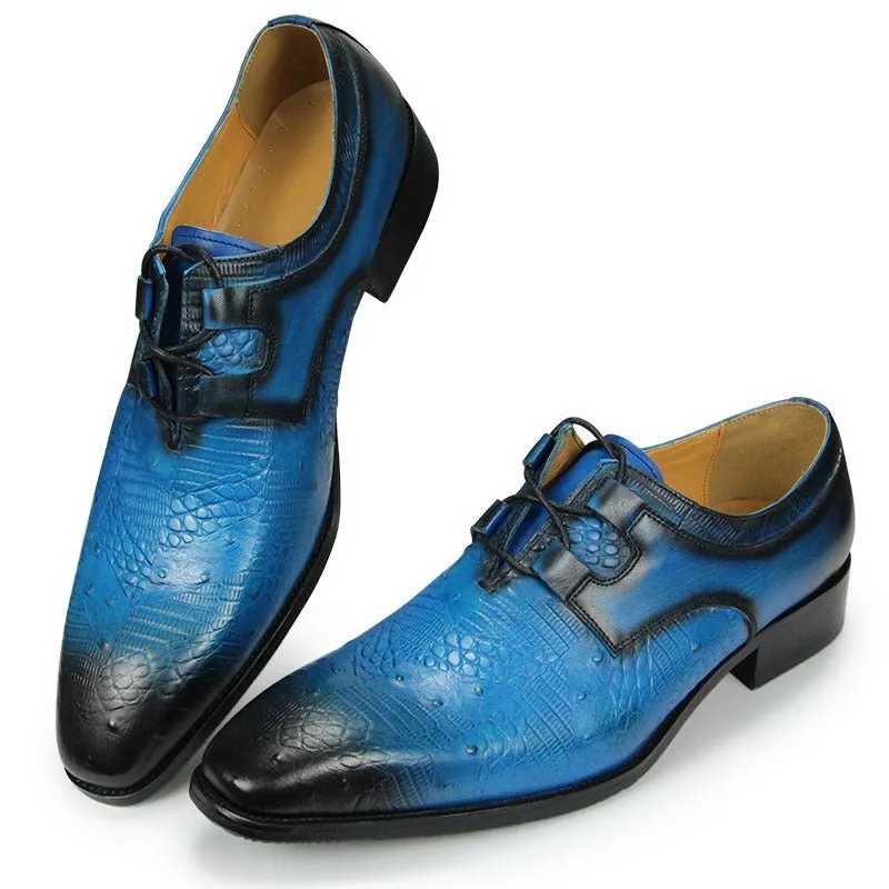 Exquisite CrocLuxe Exotic Print Derby Dress Shoes