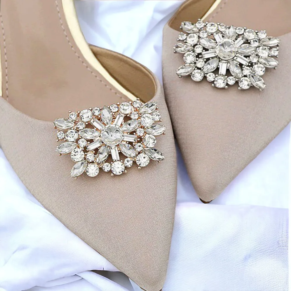 Floral Crystal Rhinestone Bridal Shoe Decorative Clips