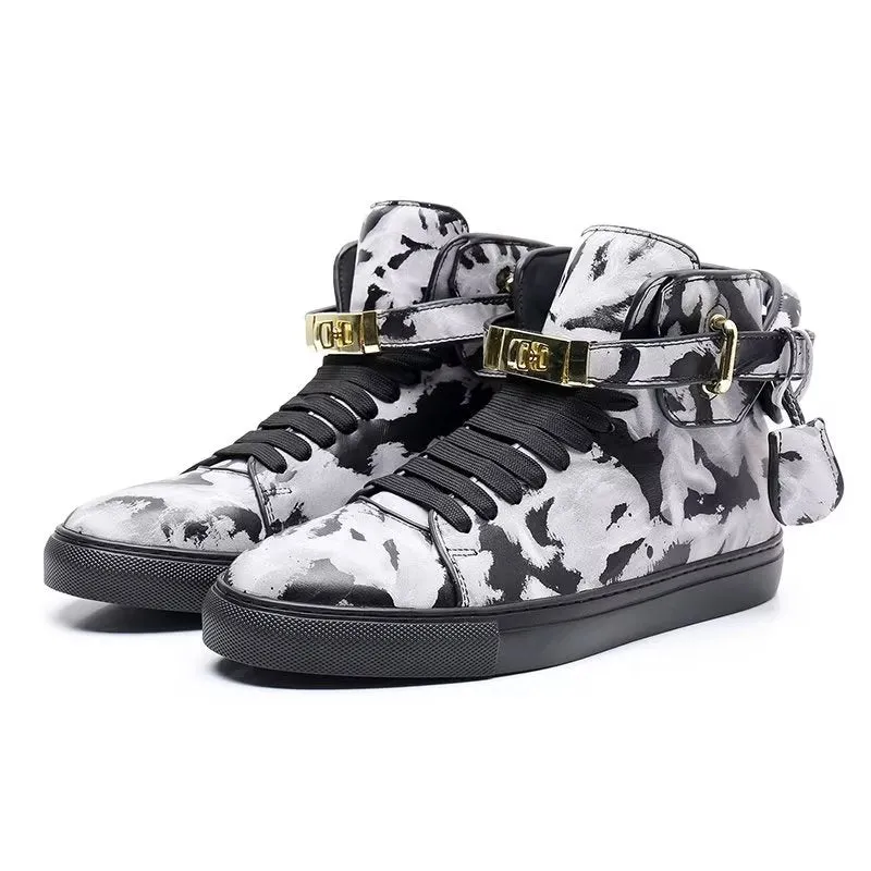 Graffiti Vogue Cowhide High Top Sneakers