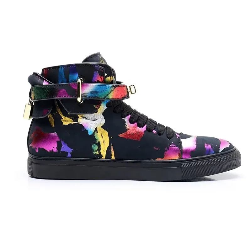 Graffiti Vogue Cowhide High Top Sneakers