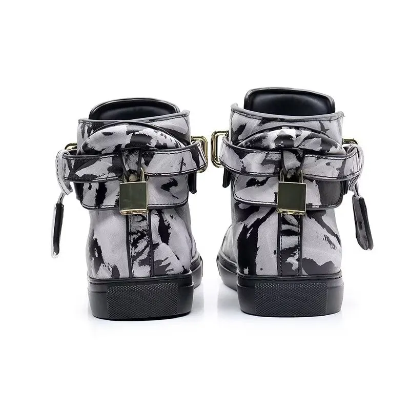 Graffiti Vogue Cowhide High Top Sneakers