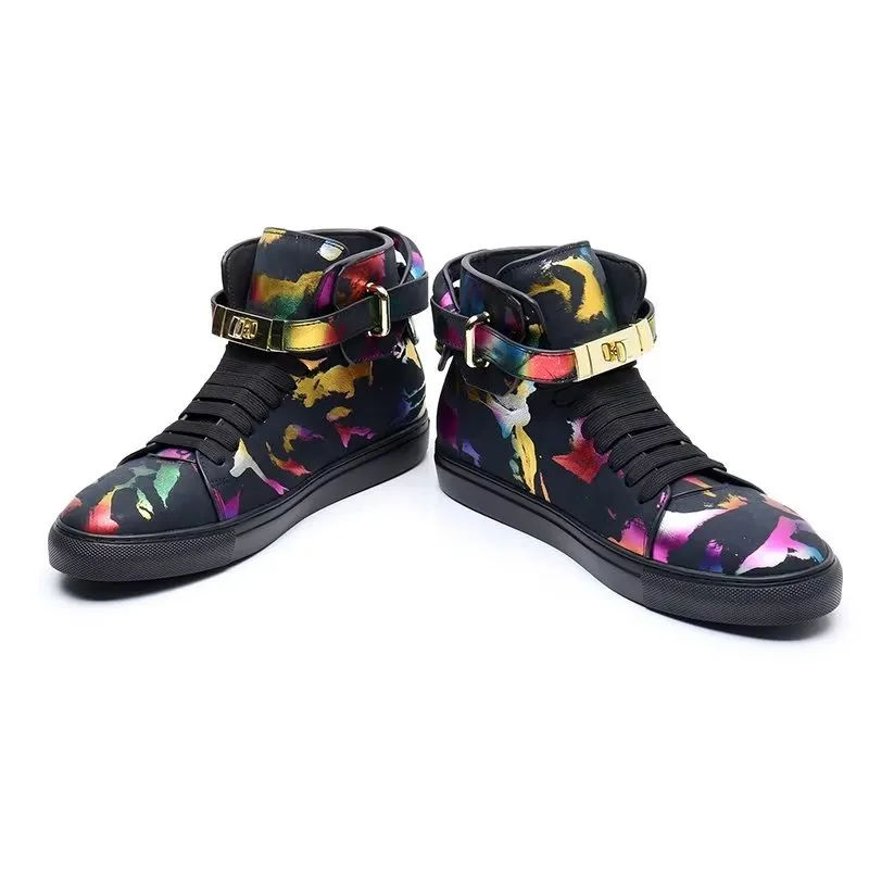 Graffiti Vogue Cowhide High Top Sneakers