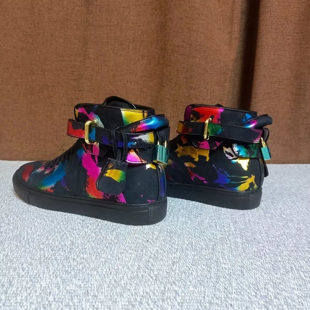 Graffiti Vogue Cowhide High Top Sneakers