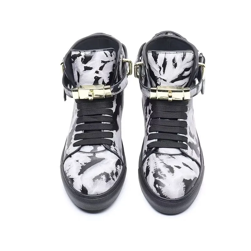 Graffiti Vogue Cowhide High Top Sneakers