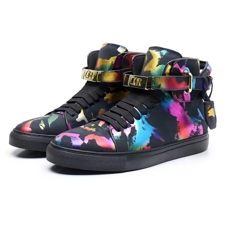 Graffiti Vogue Cowhide High Top Sneakers