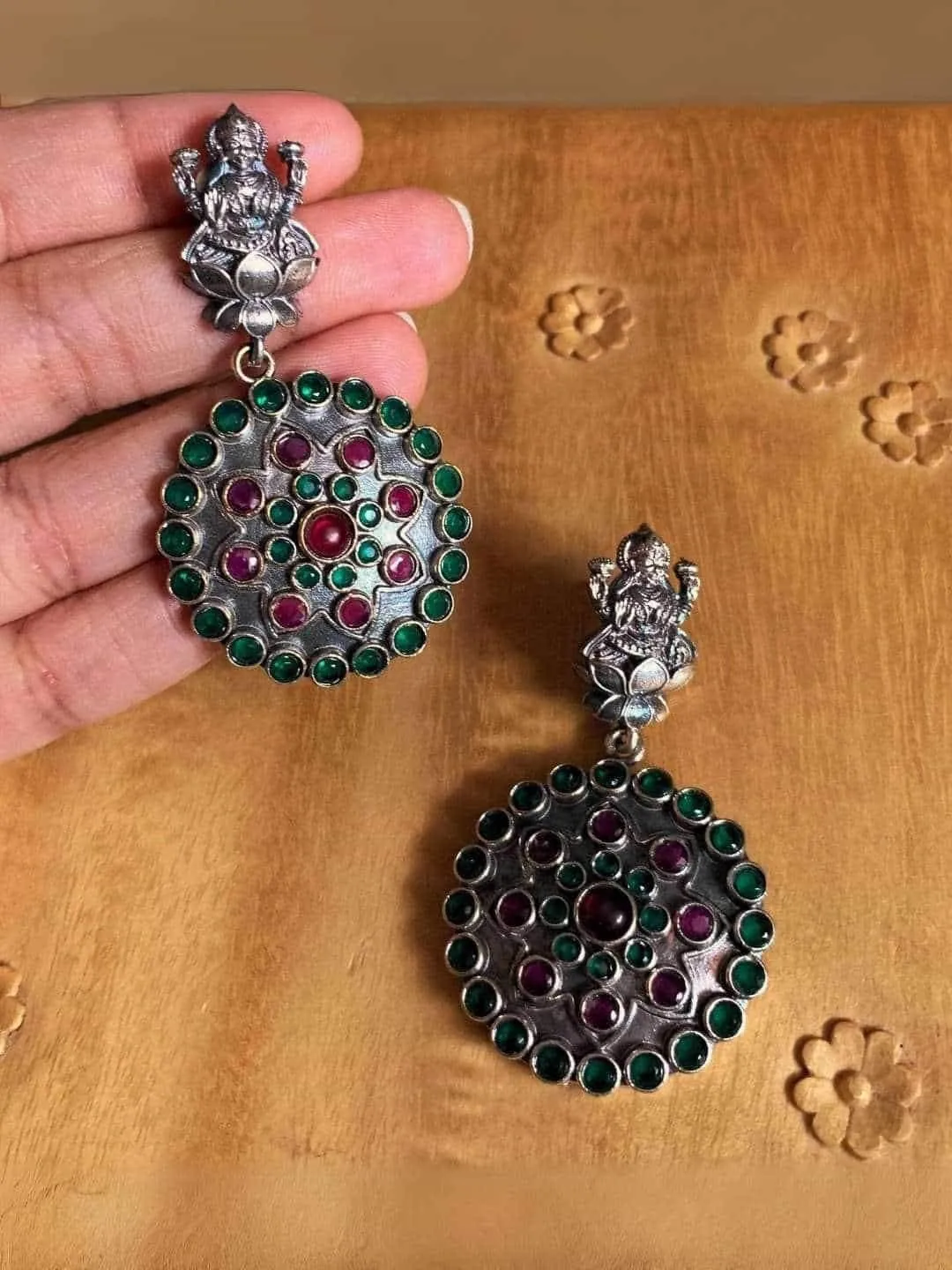 Lakshmi Oxidized Round Earring