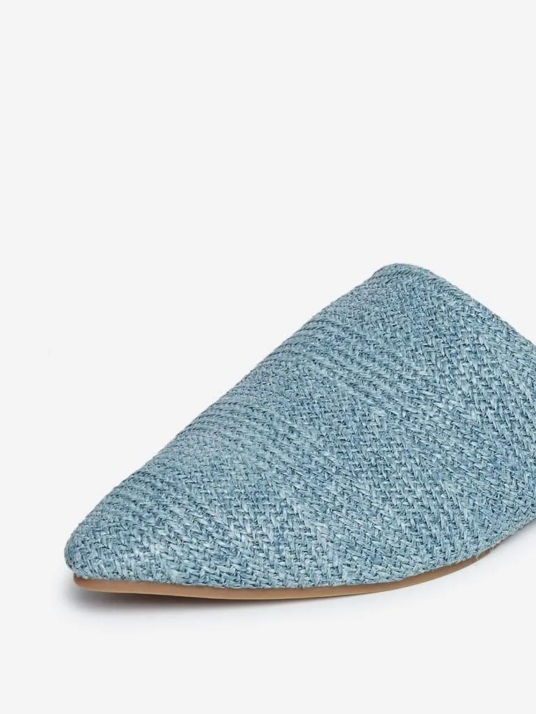 LUNA BLU Blue Knit Pattern Mules