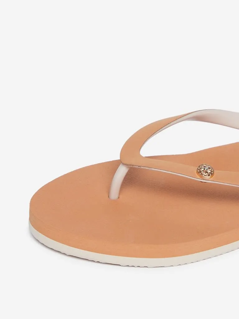 Luna Blu Light Brown Self-Textured Flip-Flops