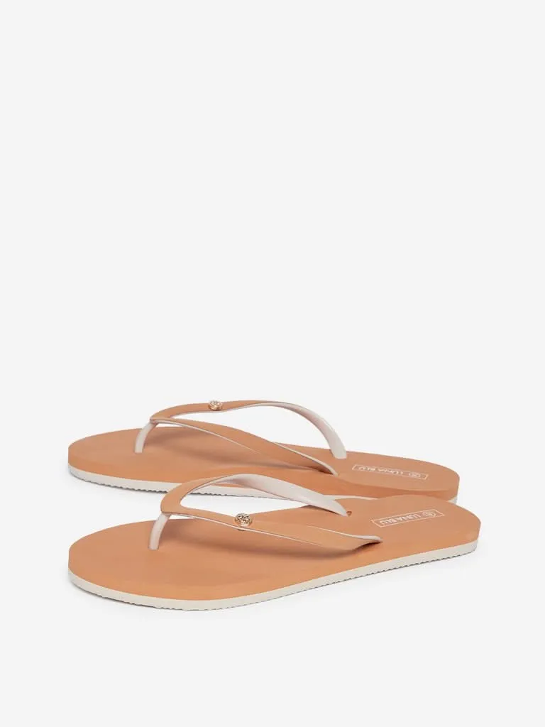 Luna Blu Light Brown Self-Textured Flip-Flops