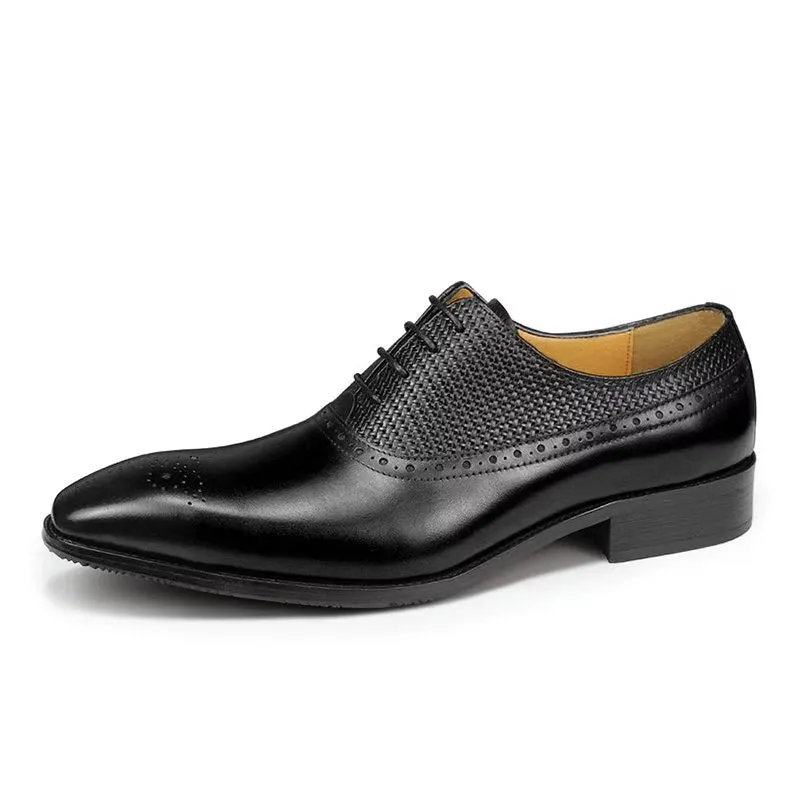 LuxeLeather Genuine Leather Wedding Brogue Shoes