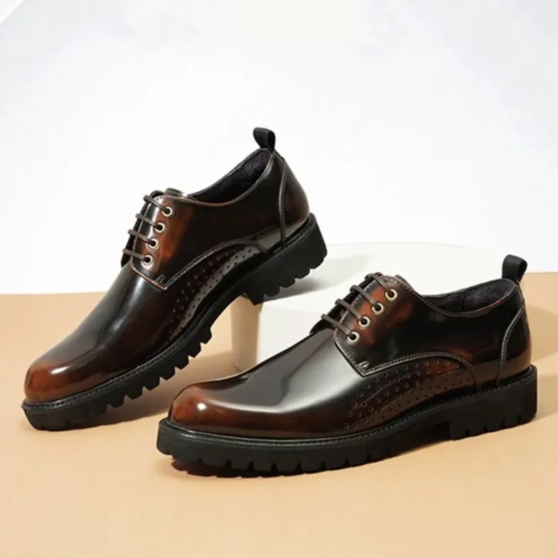 LuxeLeather Round Toe Derby Dress Shoes