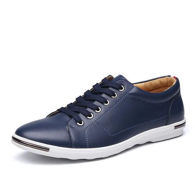 Mens Classic Lace Up Comfortable Faux Leather Flats