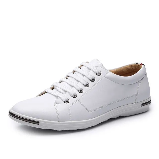 Mens Classic Lace Up Comfortable Faux Leather Flats