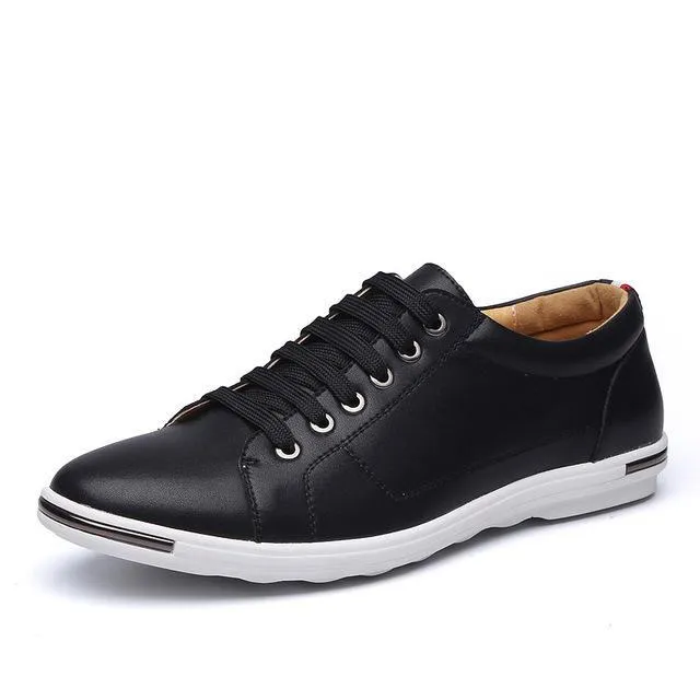 Mens Classic Lace Up Comfortable Faux Leather Flats