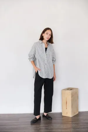 Organic Poplin Cropped Pant in Black