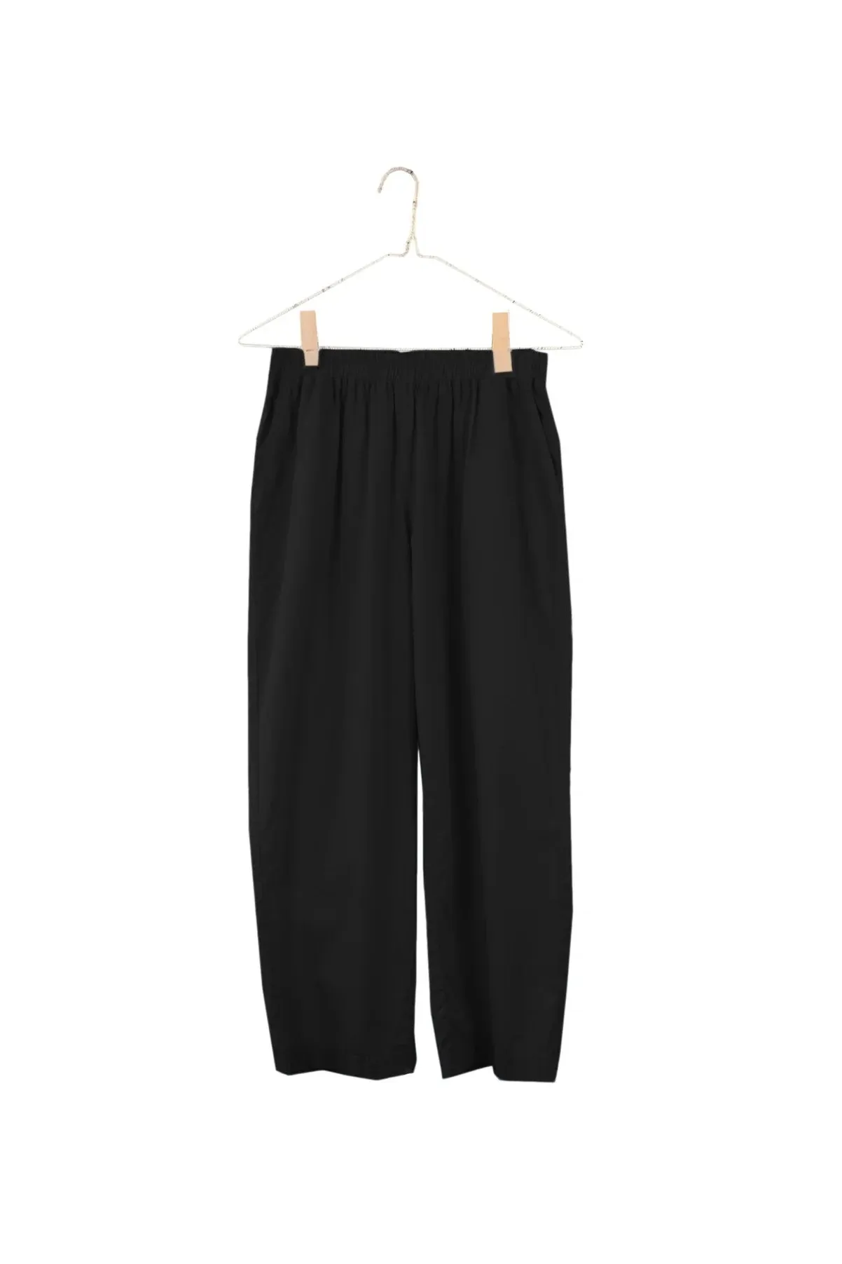 Organic Poplin Cropped Pant in Black