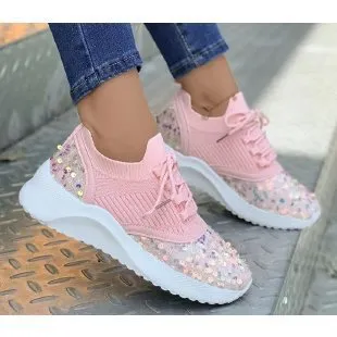 Owlkay Autumn Women's Fashionable Comfortable Sequin Casual Sports Shoes