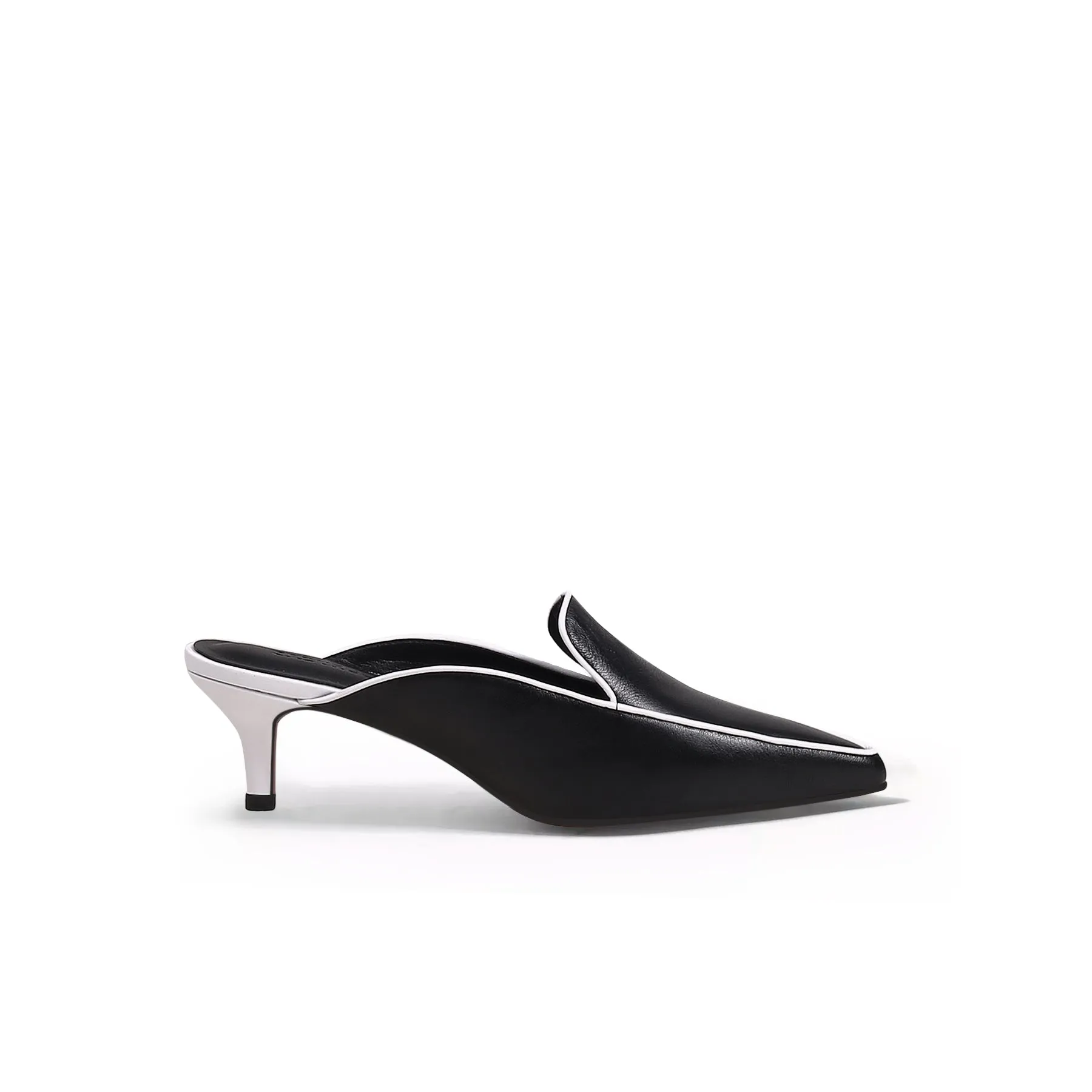 Pointed Toe Kitten Mules