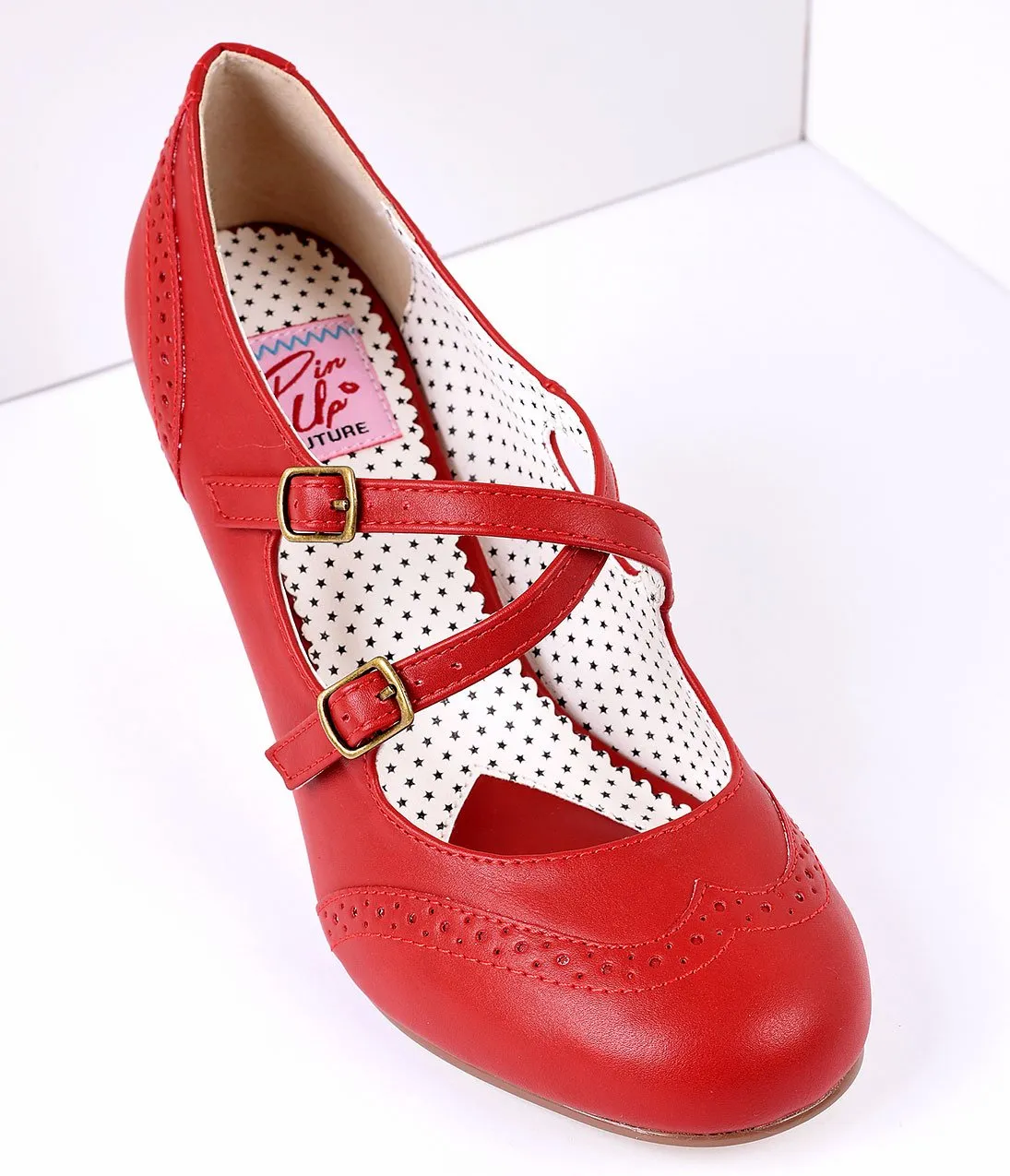 Red Faux Leather Detailed Heel