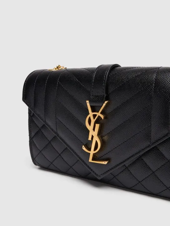 Saint Laurent   Small envelope quilted grain leather bag 